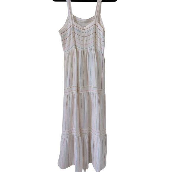 Loft White Multicolor Striped Maxi Dress - Size 6 - Picture 3 of 5